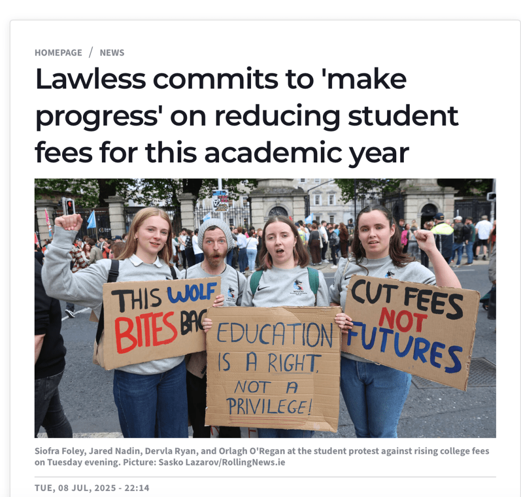Lawless commits to ‘make progress’ on reducing student fees for this academic&nbsp;year
