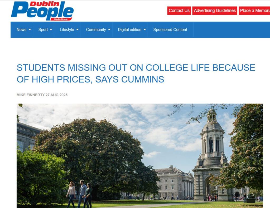 Students missing out on college life because of high prices, says&nbsp;Cummins